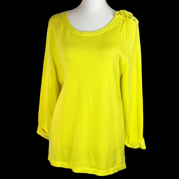 Talbots Knit Sweater NWT Chartreuse Yellow Size Medium - Picture 11 of 11